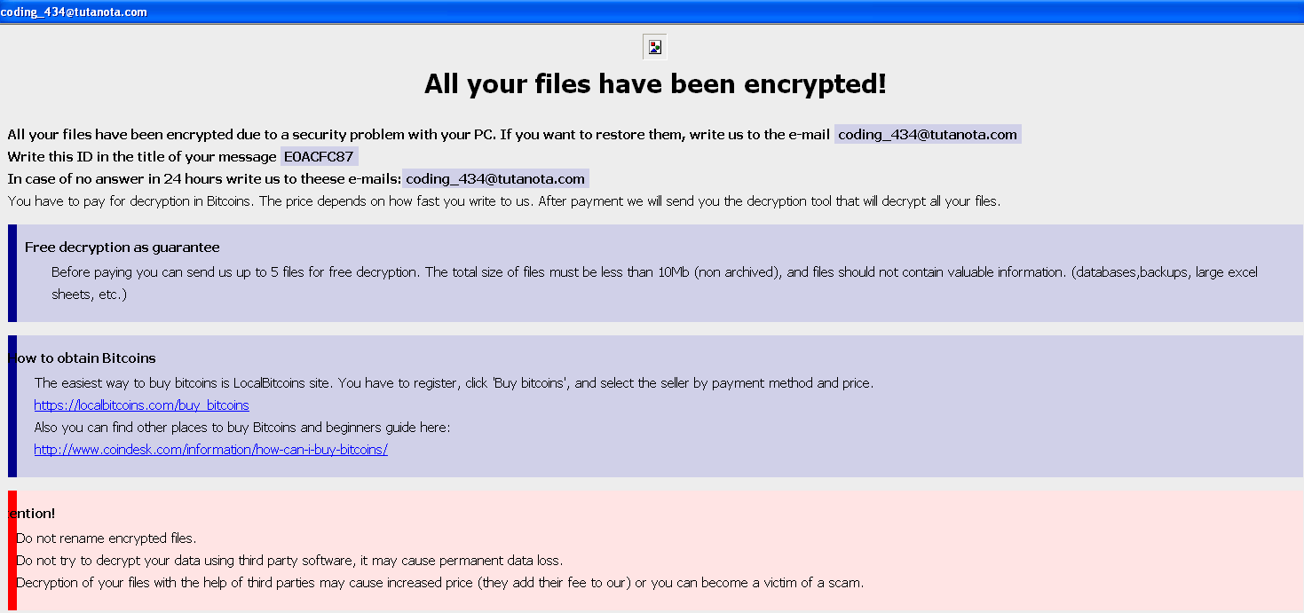 Ransome Note Ransomware An analysis of the Dharma ransomware outbreak by Quick Heal Security ...